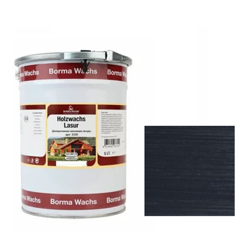 ЧЕРНАЯ ПЯТНИЦА! Декоративная ВОСКОВАЯ лазурь / Масло для фасадов Borma Holzwachs Lasur 5 л цвет 145 антрацит для наружных и внутренних работ R3330-8