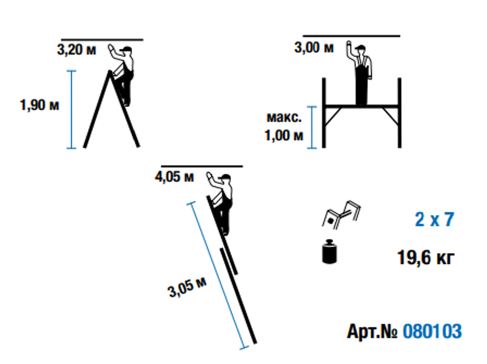 Новинка! Малые лестничные подмости 2 х 7 KRAUSE CORDA. Боковины можно соединить в стремянку или использоваться как приставные лестницы 080103