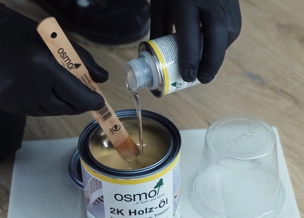 Профессиональное масло для древесины 2 - компонентное Osmo 6114 Графит прозрачное 1 л для паркета и деревянных полов 2K HOLZ-OL для внутренних работ Osmo-6114-1,0 13400434