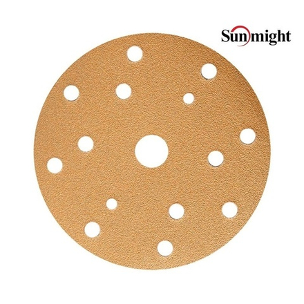 Шлифовальные круги комплект 100 шт GOLD B312T+ 150 мм на липучке 15 отверстий золотистый P 1000 SUNMIGHT 44320-100