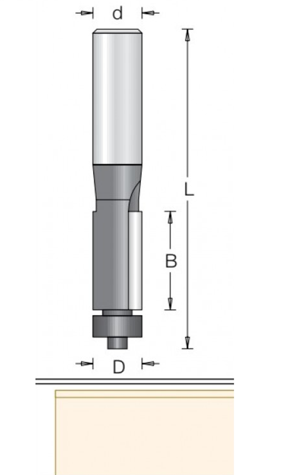 Фреза обгонная с нижним подшипником DIMAR 9.5 x 12.7 x 56 x 6 1010013
