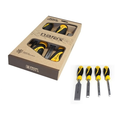 ХИТ! Набор столярных плоских стамесок 4 шт с ручкой Narex SUPER 2009 LINE PROFI 8, 10, 16, 32 мм в картонной коробке 860601