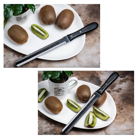 Новинка! Японский Кухонный нож TOJIRO FUJI CUTLERY Серия Special series для замороженных продуктов, костей, хрящей, длина ножа 315 мм, лезвия 190 мм, сталь Мо-V, рукоять термопластик, заточка серрейтор FG-3400