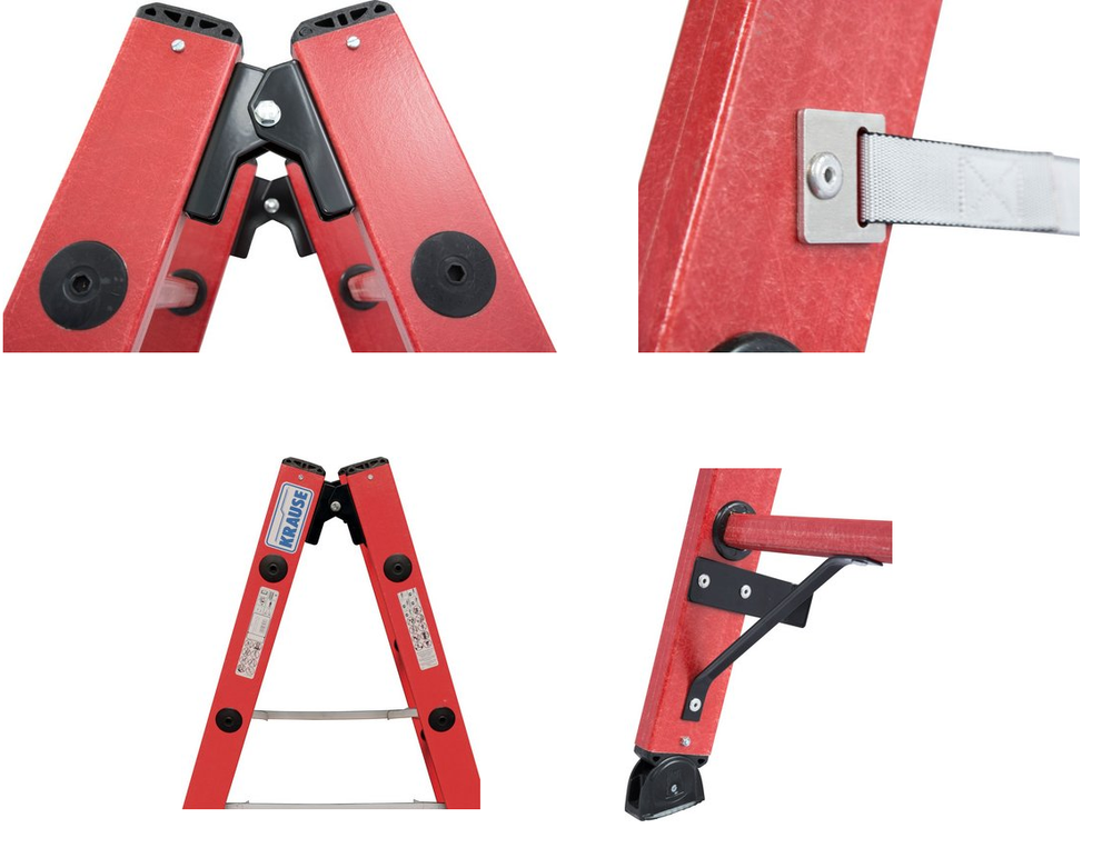 Новинка! Диэлектрическая двухсторонняя стремянка KRAUSE 2 х 6 с боковинами и перекладинами из усиленного стекловолокном пластика 819727