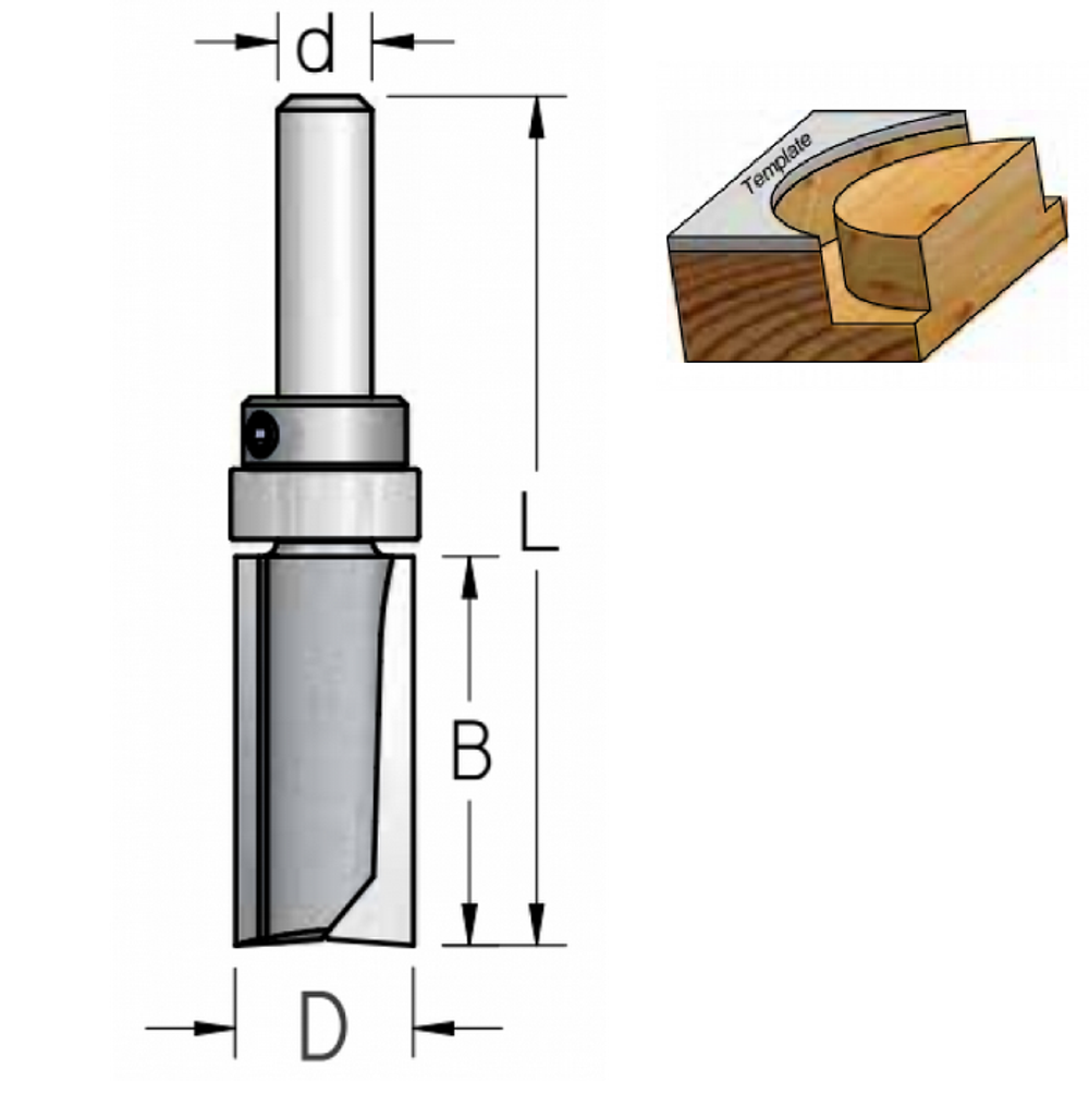 ХИТ! Фреза обгонная с верхним подшипником WPW 16.0 x 25 x 67 x 8 PF41605