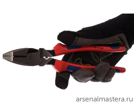 Плоскогубцы электромонтажные Lineman's 240 мм, фосфатированные, 2-комп ручки 09 12 240 KNIPEX KN-0912240