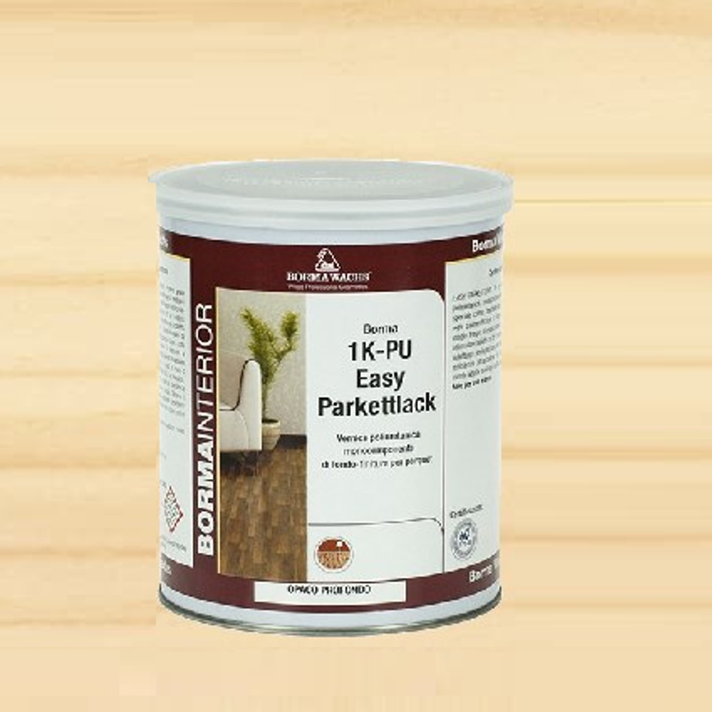 Новинка! Паркетный лак полиуретановый однокомпонентный самогрунтующийся Borma Easy Parkettlack 1K-PU, блеск 30 - 40% бесцветный матовый 2,5 л, для внутренних работ 4161-30.PU