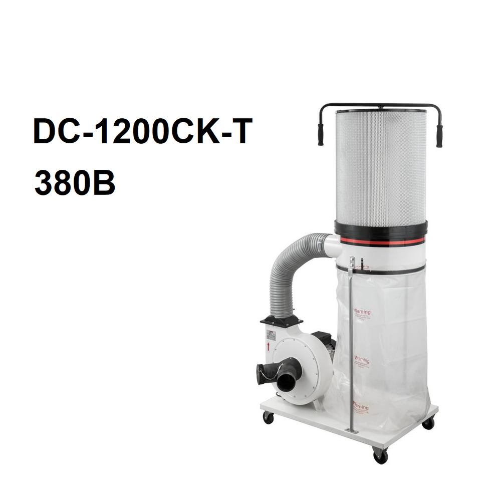 Новинка! Вытяжная установка мощная / Стружкоотсос JET DC-1200CK-T 380 В 1,5 кВт, объем 150 л, 2-микронный фильтр со встроенной системой самоочистки 10000078T