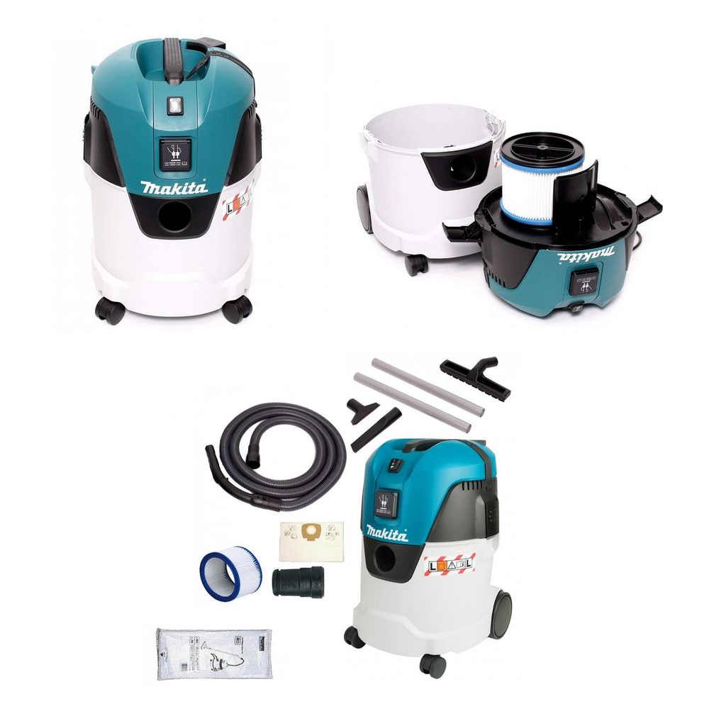 Новинка! Универсальный пылесос Makita 25 л, класс пыли L, сухая и влажная уборка, можно подключить электроинструмент до 2,6 кВт VC2512L