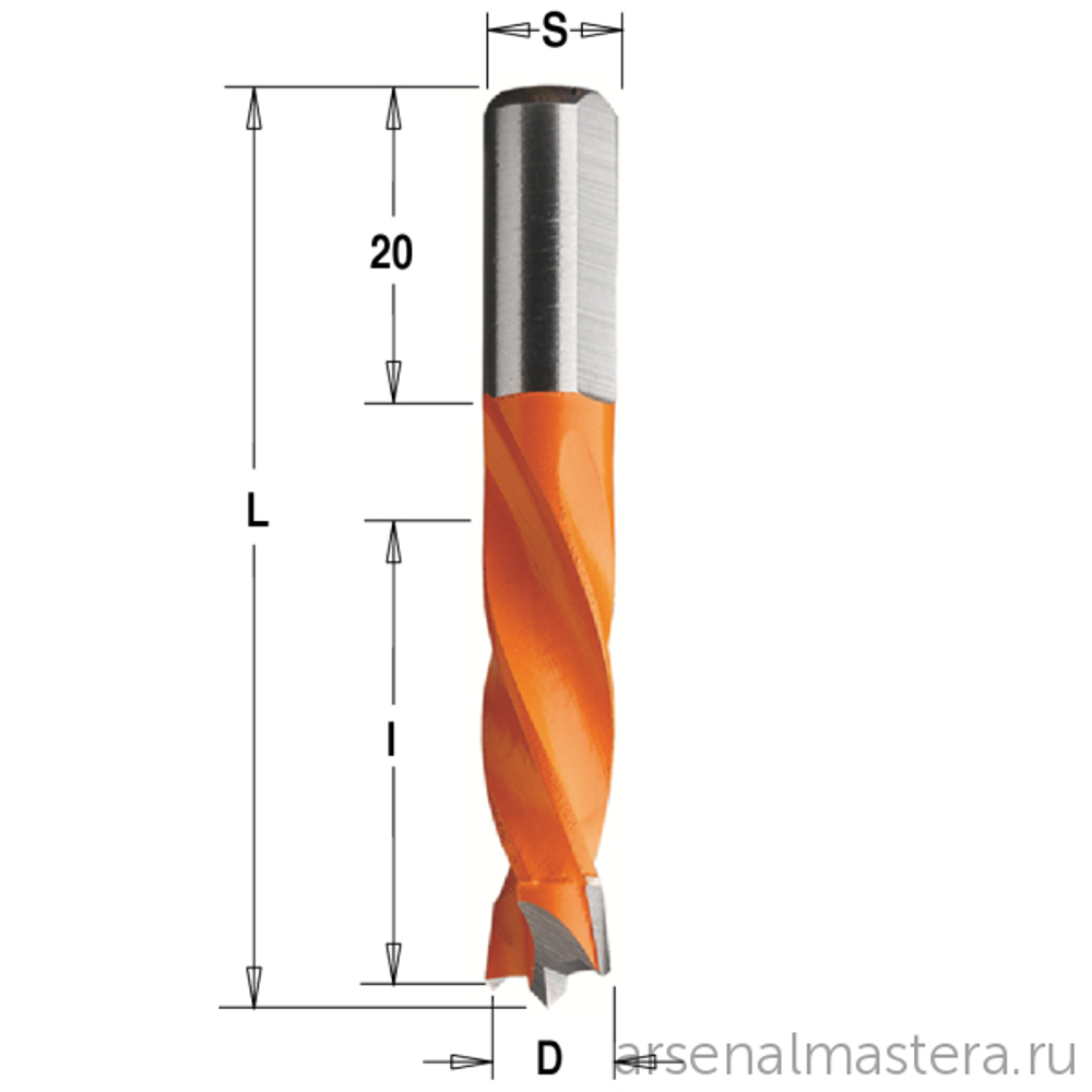 Сверло присадочное глухое D 8 l 30 L 55,5 S 8 вр. RH CMT 306.080.11