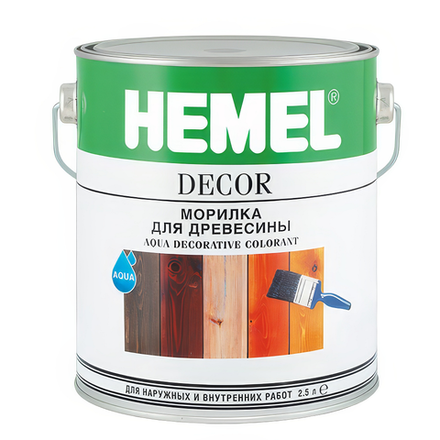 Новинка! Морилка для древесины HEMEL Aqua Decorative Colorant 1211H Белый, 2,5 л на водной основе, для внутренних и наружных работ 121125