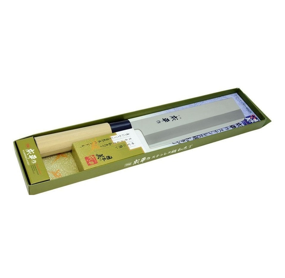 Нож японский овощной кухонный Топорик Накири Fuji Cutlery Narihira длина лезвия 160 мм, сталь Mo - V, рукоять дерево Eco-wood, заточка 9000 Tojiro FC-80