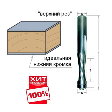 ХИТ! Фреза спиральная монолитная 6,35 x 25,4 x 76 Z2 S6 RH CMT 191.064.11B