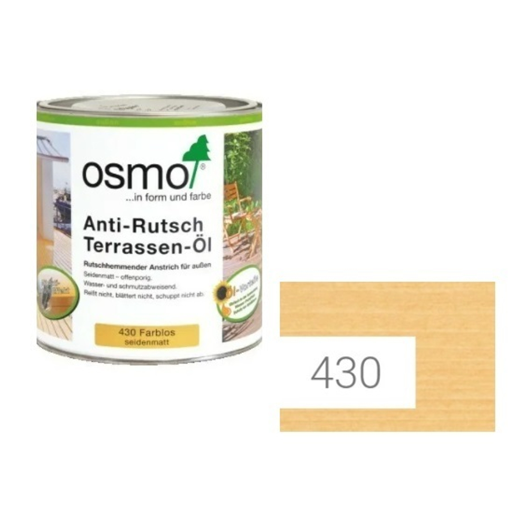 ХИТ! Масло для террас и лестниц с антискользящим эффектом Osmo 430 бесцветное шелковисто - матовое 0,125 л Anti-Rutsch Terrassen-Ole для наружных работ Osmo-430-0,125 11500075