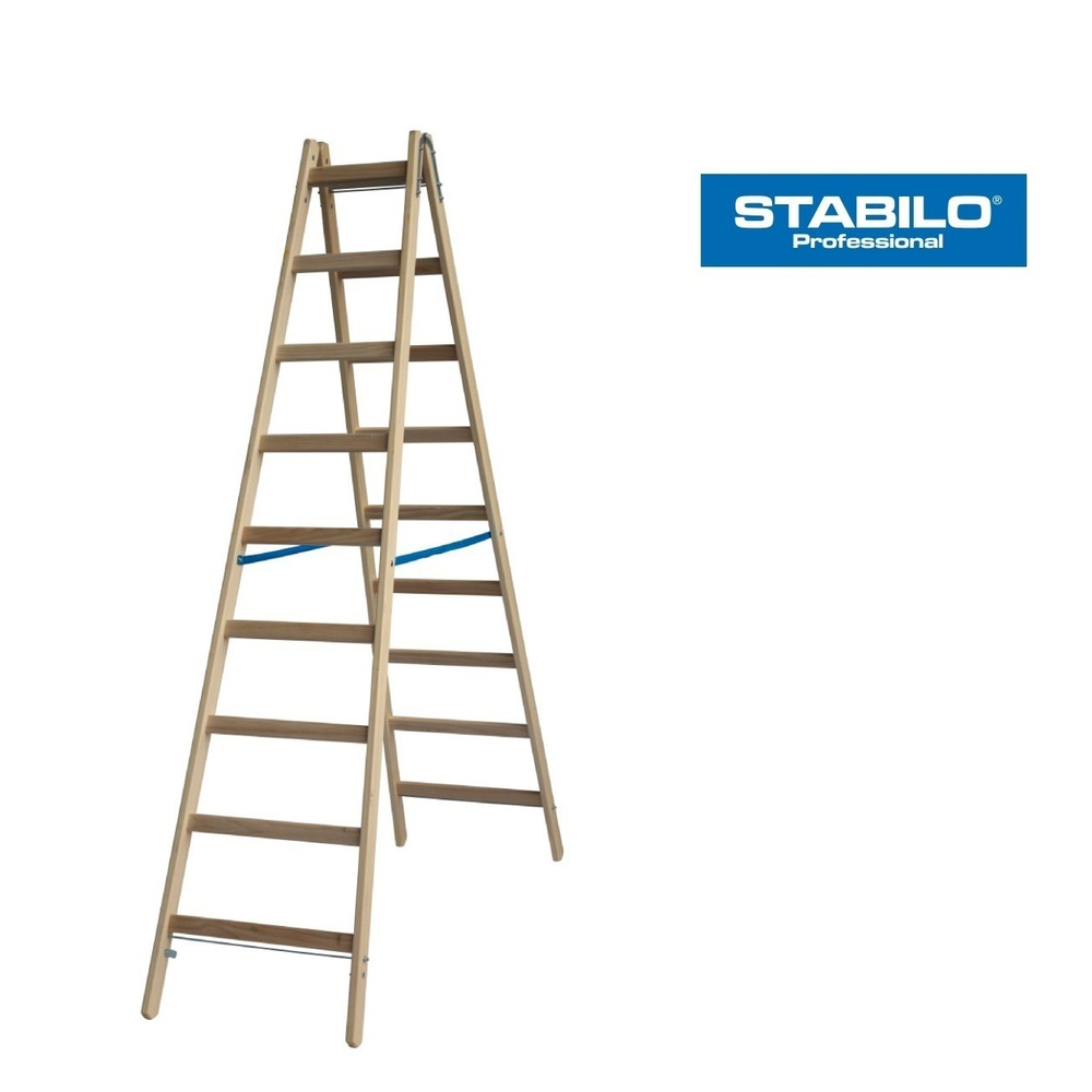 Новинка! Деревянная двухсторонняя стремянка с перекладинами STABILO PROFESSIONAL 2 х 9 Krause 170293