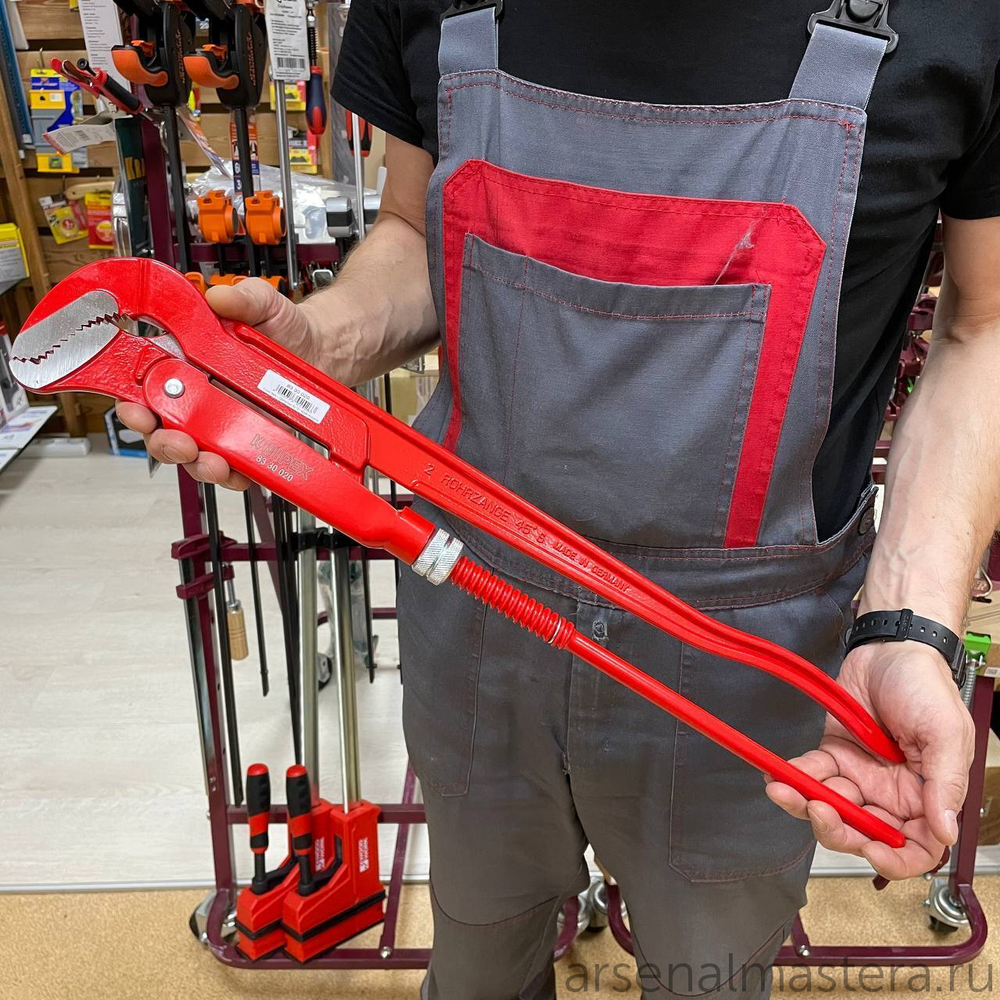 Клещи трубные 540 мм (Ключ трубный) 2", S-образные губки, зев 70 мм KNIPEX KN-8330020