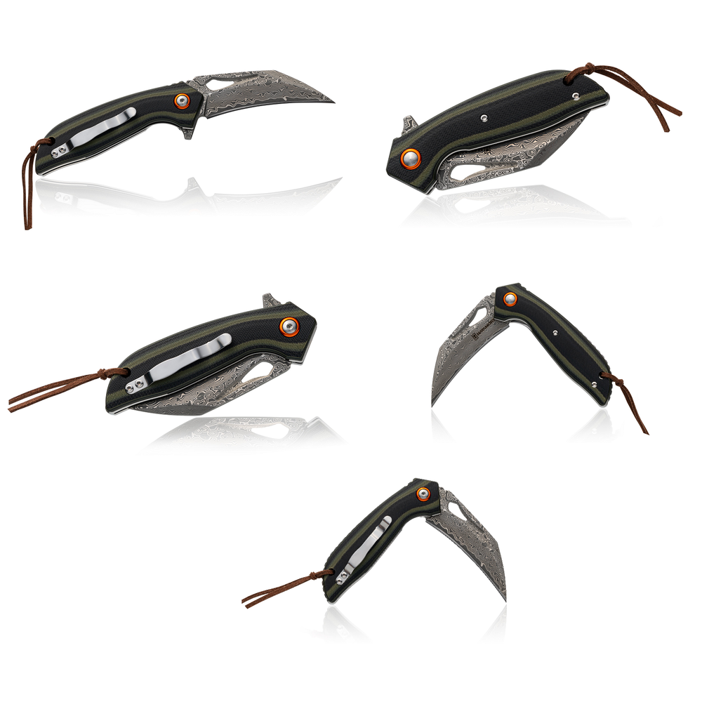 Новинка! Нож японский складной Tojiro Hatamoto, дамасская сталь VG-10 110 слоев, 1000 грит, рукоять G10, клинок 78 мм HFK-2459