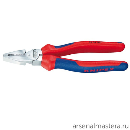 АКЦИЯ ЗИМА 2026! Плоскогубцы комбинированные особой мощности 180 мм (ПАССАТИЖИ силовые) хром, 2-комп ручки 02 05 180 KNIPEX KN-0205180