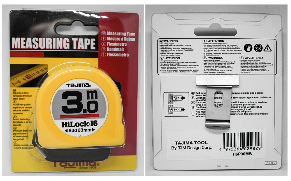 Новинка! Рулетка японская TAJIMA HI LOCK 3 м / 16 мм H6P30MY( L16-30E)