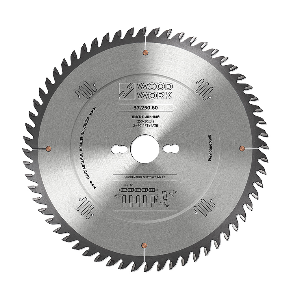 Новинка! Пильный диск для фанеры Woodwork SUPERIOR 300 х 3.2 х 30H х 100T A=12º ATB+shear 37.300.00
