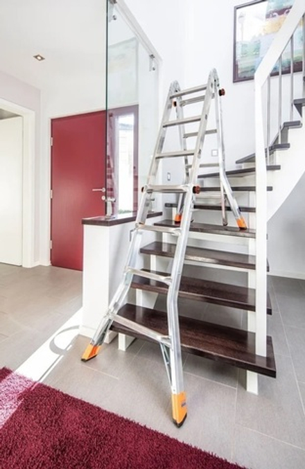 Шарнирная телескопическая стремянка MONTO TELEMATIC 4 х 5 перекладины Krause 129963