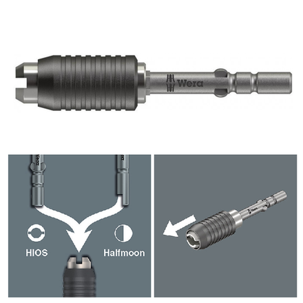 СКИДКИ НА MAXIМУМЕ! Битодержатель универсальный быстросъёмный WERA 898/21/9-21 , 4 мм HIOS, для бит 4 мм Halfmoon / HIOS, длина 50 мм WE-051502