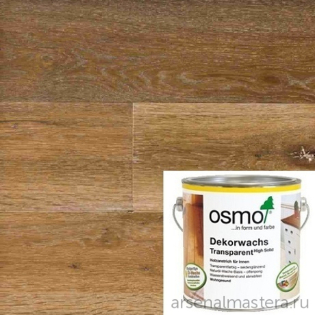 Прозрачная краска на основе цветных масел и воска Osmo 3164 Дуб 0,75 л Dekorwachs Transparent для внутренних работ Osmo-3164-0.75 10100032