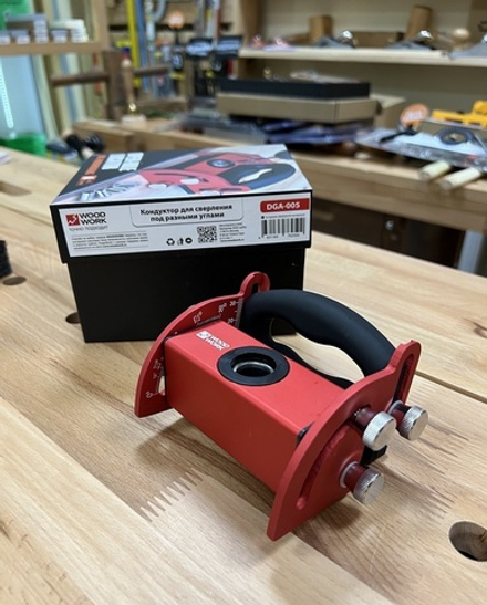 ЗИМА ДЕШЕВЛЕ ХИТ! Кондуктор для сверления под разными углами 0 - 90 градусов стальной со сменными насадками, диаметр 6 / 8 / 10 / 12 Woodwork DGA-005