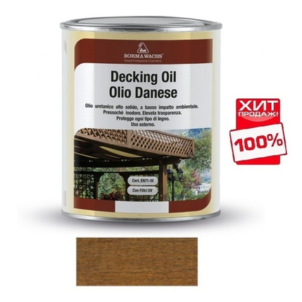 АКЦИЯ МАЙ 2025 ХИТ! Масло датское Decking Oil 1 л для террас для наружных работ цвет 512 Дуб Borma 4971IL-LS512