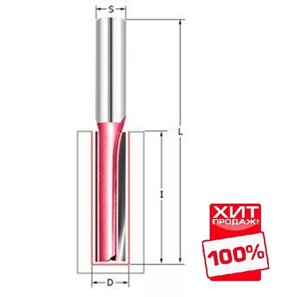 ХИТ! Фреза прямая пазовая Z 2 D 16 x 90 x 130 S 12 PROCUT 110275-2P