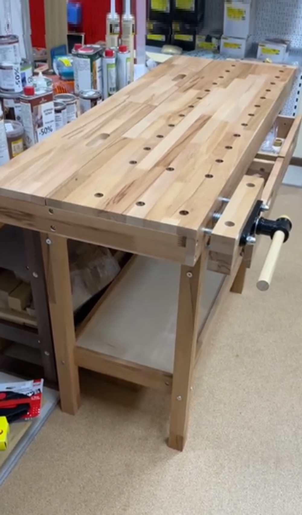 ХИТ! Верстак буковый Стандарт с 2 тисками и 2 выдвижными ящиками Бесцветный лак PROFI&HOBBY PR-ST-BUK-ALL