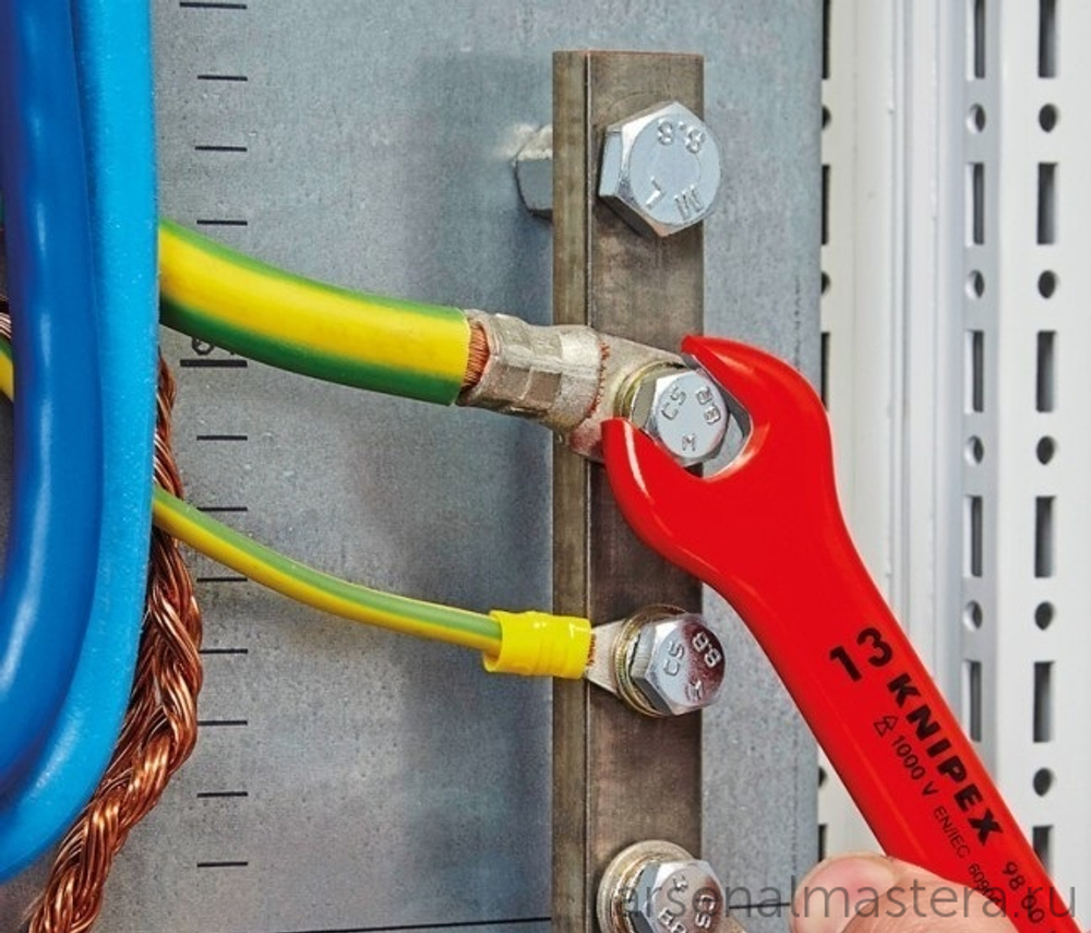Ключ гаечный рожковый VDE, 13 мм, длина 130 мм, диэлектрический KNIPEX KN-980013