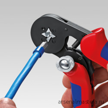 ХИТ! Пресс-клещи для контактных гильз DIN 46228 1+4, обжим: квадрат, боковые, 1 гнездо, 97 53 04, KNIPEX KN-975304