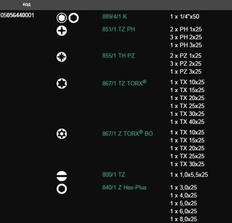Новинка! Набор 30 предметов БИТЫ с битодержателем Rapidaptor, 1/4 C6.3 Bit-Check 30 Universal 1 WERA WE-056440