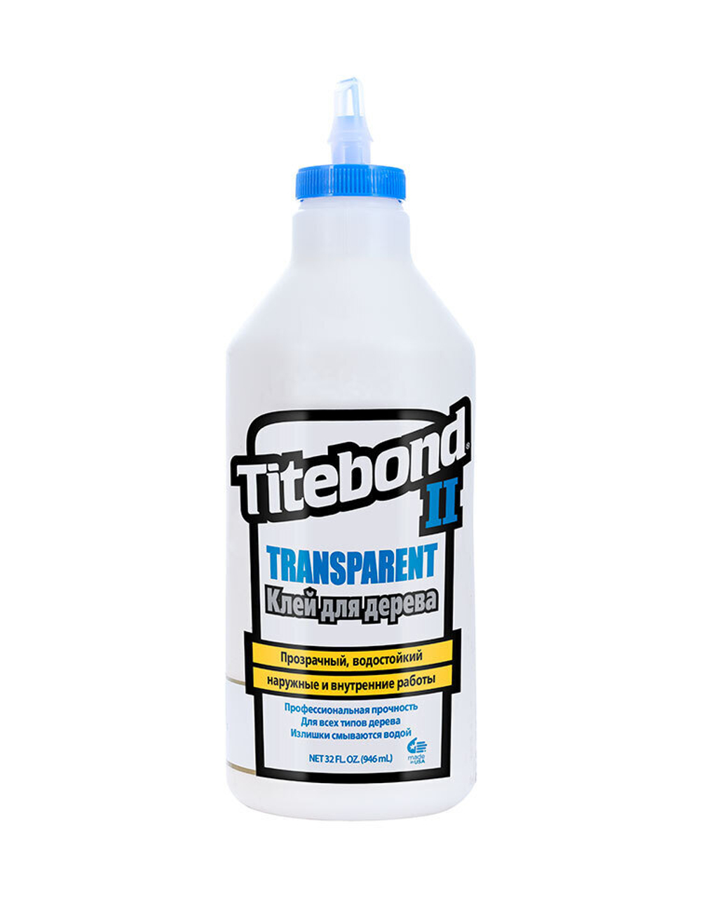 ХИТ! Клей столярный влагостойкий TITEBOND II Transparent Premium Wood Glue 1125 прозрачный 946 мл TB1125