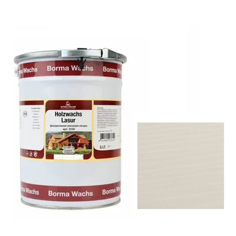 ЧЕРНАЯ ПЯТНИЦА! Декоративная ВОСКОВАЯ лазурь / Масло для фасадов Borma Holzwachs Lasur 5 л цвет 103 Теплый серый для наружных и внутренних работ R3330-5