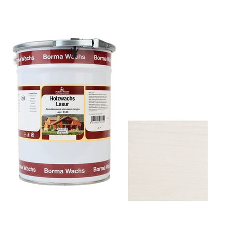 Новинка! Декоративная ВОСКОВАЯ лазурь / Масло для фасадов Borma Holzwachs Lasur 20 л цвет 50 Белый для наружных и внутренних работ R3340-1