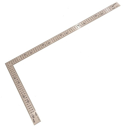 Новинка! Угольник строительный 600 х 300 мм отсчёт нижней шкалы - от внешнего и внутреннего угла, нержавеющая сталь Shinwa М00015035