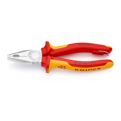 Новинка! Плоскогубцы комбинированные KNIPEX VDE 1000V изолированные 180 мм хром, 2-комп диэлектрические ручки, со страховочным креплением ПАССАТИЖИ KN-0306180T