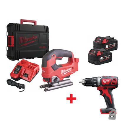 ВМЕСТЕ ВЫГОДНЕЕ! Комплект: Аккумуляторный Лобзик M18 FJS-502X FUEL с 2 аккумуляторами, быстрозарядным устройством 4933464727 и Дрель - шуруповерт M18 BDD-0 4933443530 MILWAUKEE N071-2AM