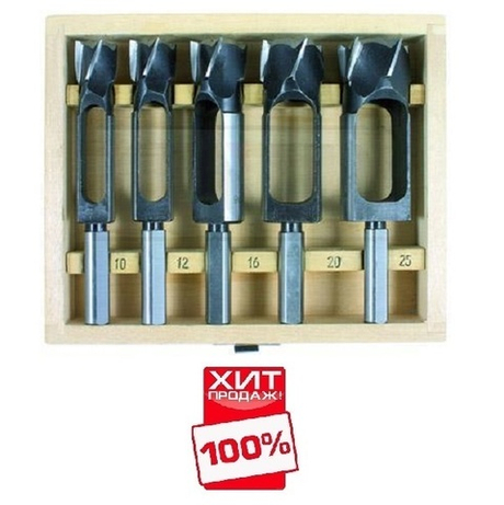 ХИТ! Набор свёрл пробочных (пробочников) 10/25 мм 5 шт Fisch Tenon Plug Di 701870 М00003136