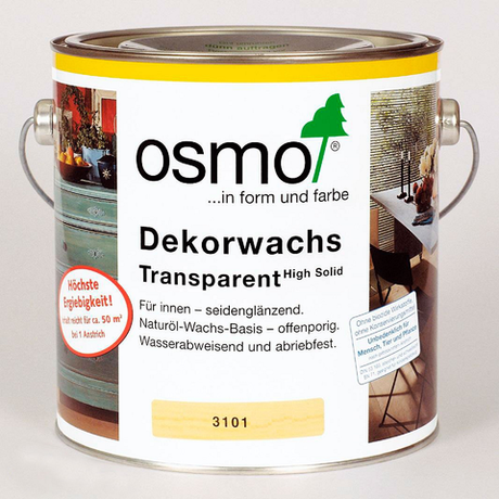 Прозрачная краска на основе масел и воска Osmo 3101 Бесцветное 2,5 л Dekorwachs Transparent для внутренних работ Osmo-3101-2,5 10100003