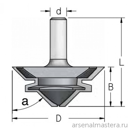 Фреза прямого / углового соединения 90 и 180 гр D67 B30 хвостовик 12_S WPW FJ40002