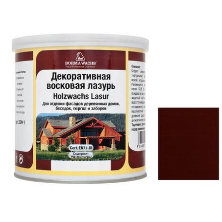 АКЦИЯ МАЙ 2025! Декоративная ВОСКОВАЯ лазурь / Масло для фасадов Borma Holzwachs Lasur 750 мл 3320 цвет 33 Светлый махагон для наружных и внутренних работ R3320-14
