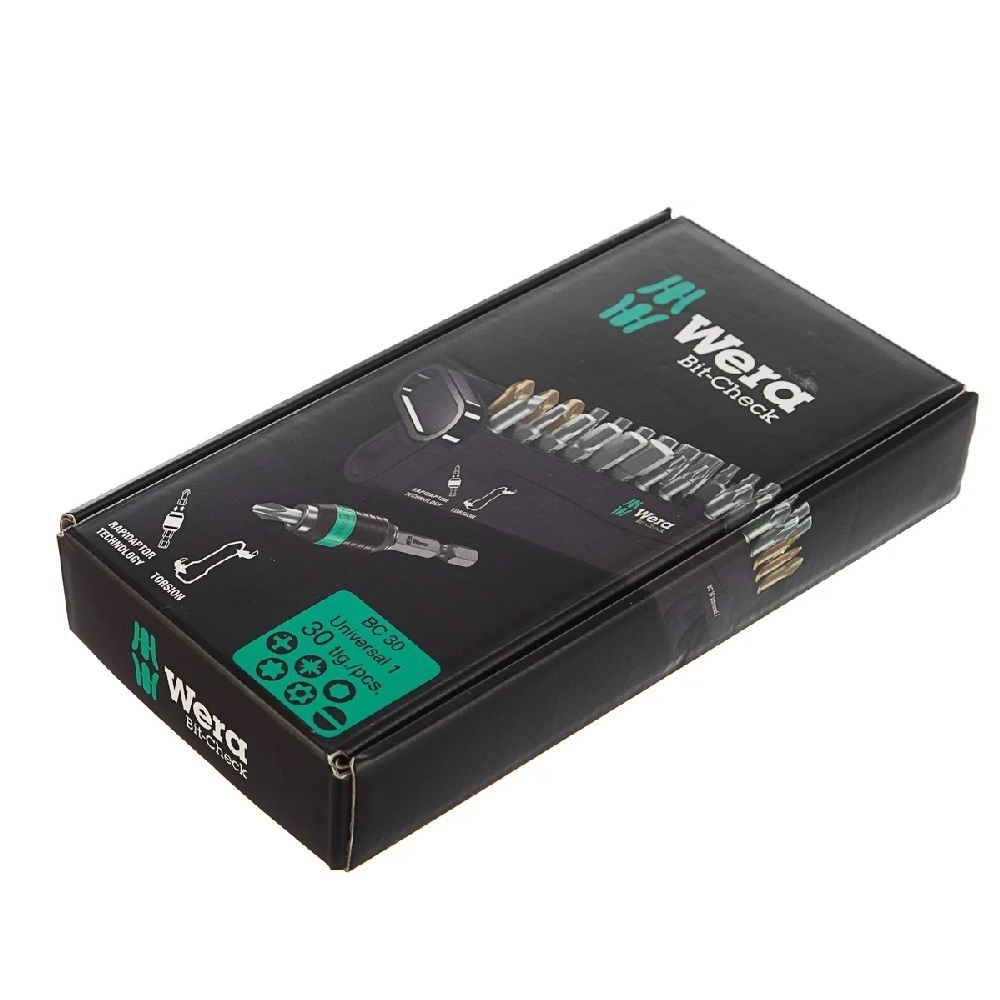 Новинка! Набор 30 предметов БИТЫ с битодержателем Rapidaptor, 1/4 C6.3 Bit-Check 30 Universal 1 WERA WE-056440