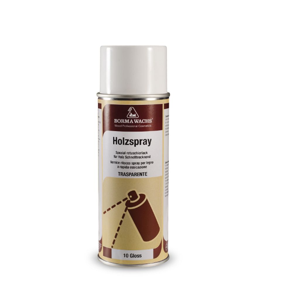 Лак спрей акриловый Holzspray 20 процентов блеск 400 мл для внутреннего и наружного применения Borma 0612