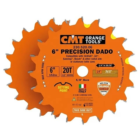 ЛЕТОМ НИЖЕ! Диск пильный 150 x 15,87 x 6,35 - 22,23 / 2,5 -5гр FTG,ATB Z20 Dado CMT 230.520.06