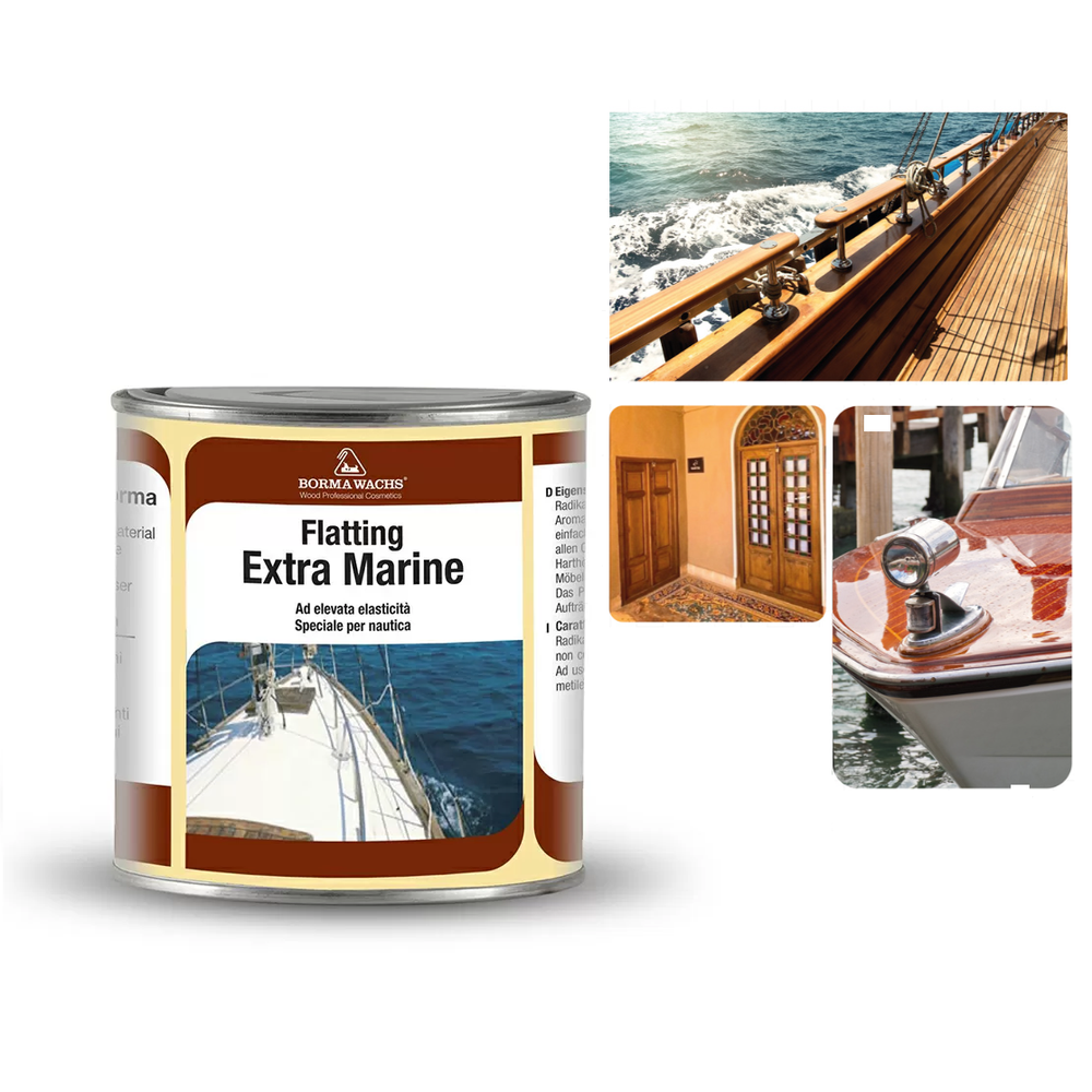 Новинка! Яхтный лак алкидно - уретановый 30 % Borma Flatting Extra Marine 0,75 л, матовый, высокоэластичный самогрунтующийся, для наружных и внутренних работ, отлично заполняет поры, для лодок, судов, палуб, обшивки яхт, деревянных настилов 3926-30