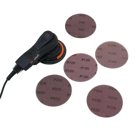 ХИТ! Электрическая эксцентриковая бесщеточная шлифмашинка ручная 220V / 50Hz 350W, 125 мм Ход 2,5 мм, магнитный тормоз MAXXT R7303-125-2.5