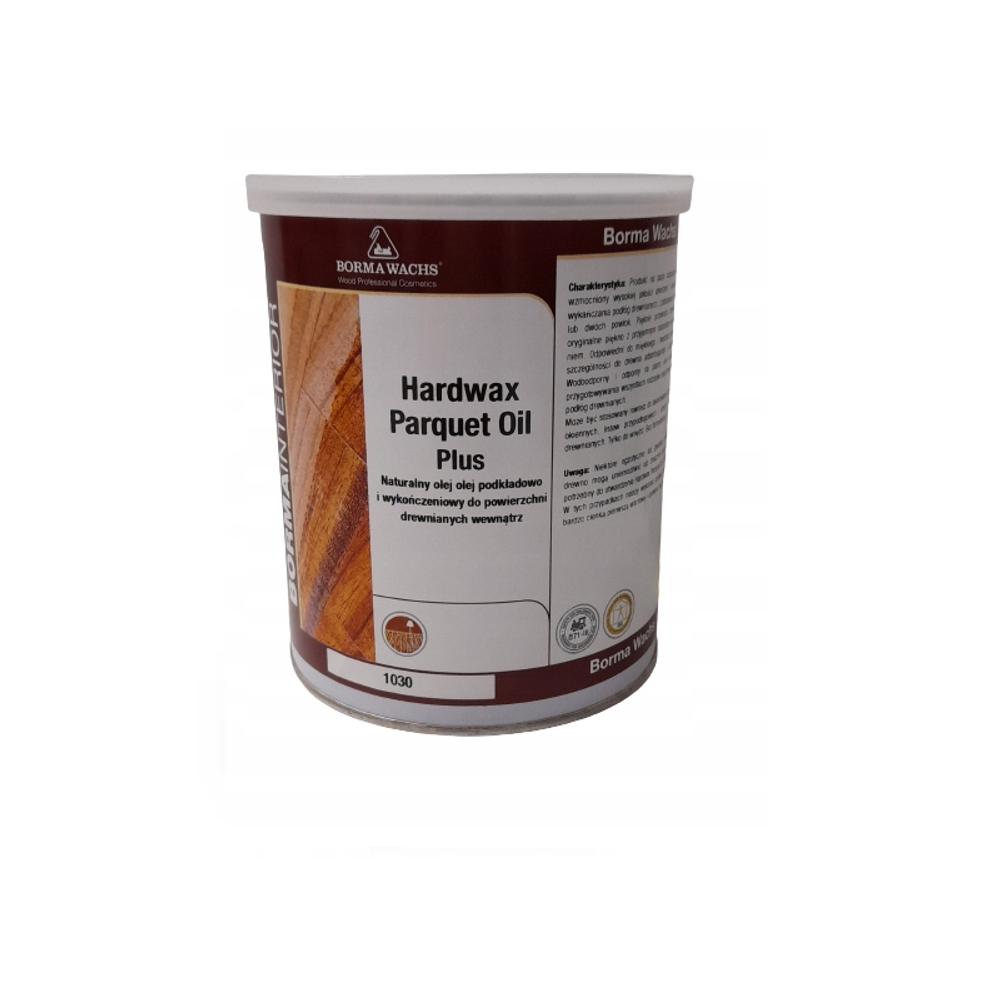 Новинка! Масло для паркета с твердым воском Borma Hardwax Parquet Oil Plus 1030 прозрачное 1 л для внутренних работ, для лестниц, мебели, деревянных, пробковых и OSB полов, для лакировки дверей, оконных рам, плинтусов 4951-HW.PLS